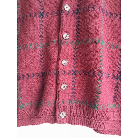 Vintage Mens Size XL Grandpa Chunky Tartan Plaid Heavyweight Warm Golf Cardigan - Picture 3 of 12